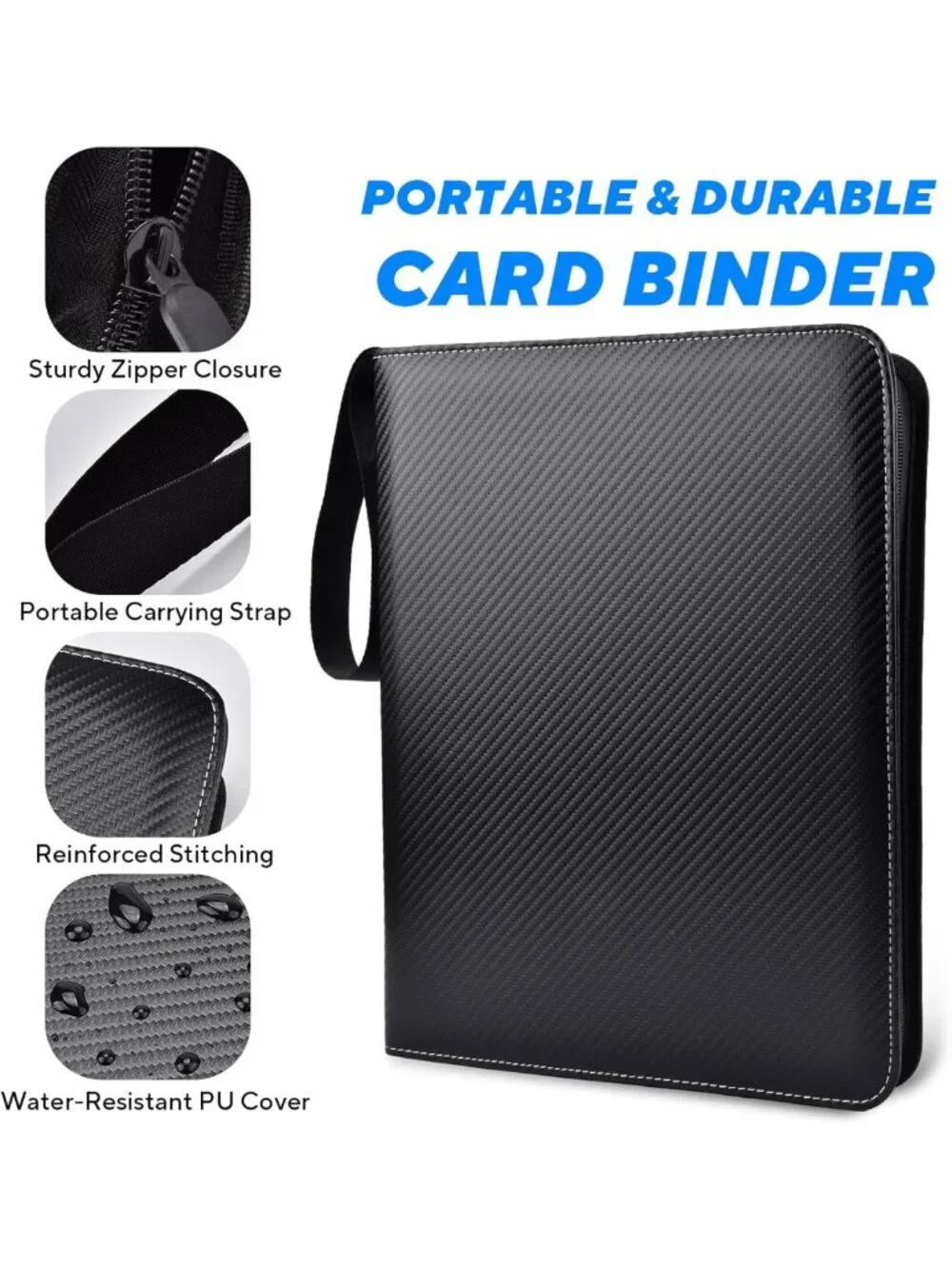 Portable 9-Pocket Trading Card Binder - Holds 1080 Cards, Ideal for Collectors